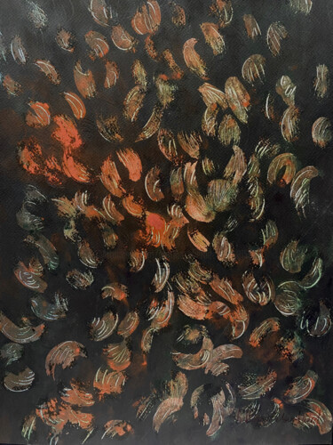 Painting titled "Les Feuilles 01" by Bettina Eberhaerd, Original Artwork, Acrylic