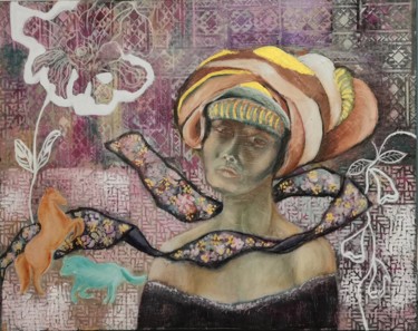 Pintura titulada "mélusine" por Betty Fevrier, Obra de arte original, Encáustico