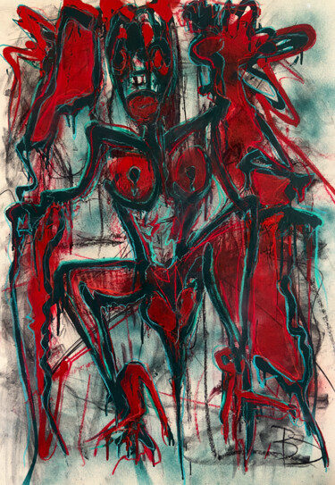 Pintura intitulada "THE RED ONE" por Betty Steinmair, Obras de arte originais, Acrílico