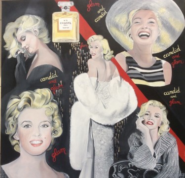 Malerei mit dem Titel "Marilyn glam and ca…" von Betty, Original-Kunstwerk, Öl Auf Keilrahmen aus Holz montiert