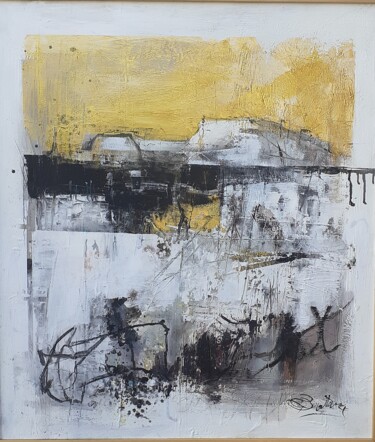 Painting titled "Land" by Beatrice Cepellotti, Original Artwork, Charcoal Mounted on Wood Stretcher frame