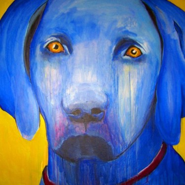 Pittura intitolato "Blue Dog" da Betzi Pipis, Opera d'arte originale, Olio