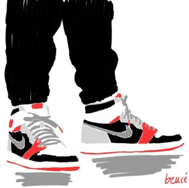 Digital Arts titled "Air Jordan 1 x Air…" by Beuce Sneaks, Original Artwork, Digital Painting