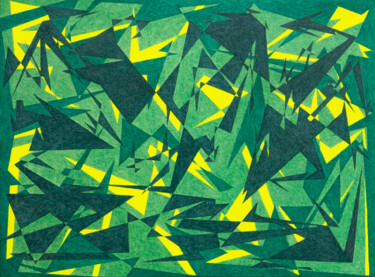 Malerei mit dem Titel "Green" von Natalia Bezpalchenko, Original-Kunstwerk, Acryl Auf Keilrahmen aus Holz montiert