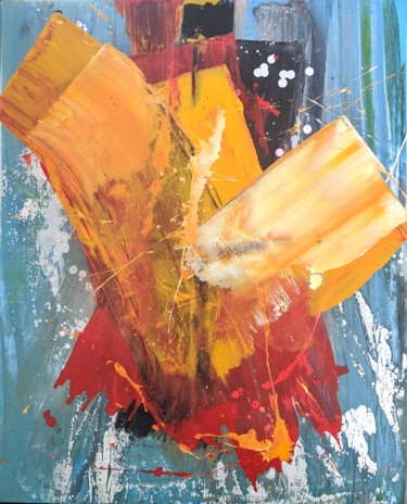 Painting titled "Explosion Céleste" by Bguerin, Original Artwork, Acrylic Mounted on Wood Stretcher frame