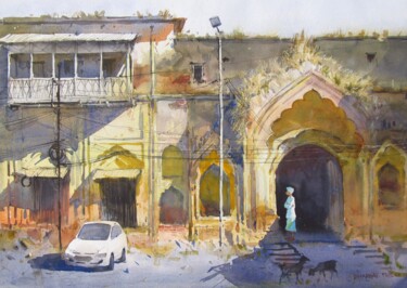 Painting titled "Past Glory 2" by Bhargavkumar Kulkarni, Original Artwork, Watercolor