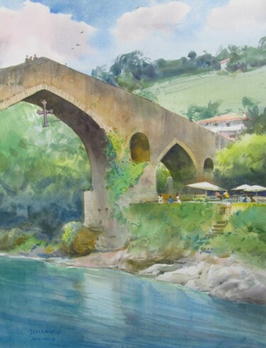 Peinture intitulée "Roman bridge in Can…" par Bhargavkumar Kulkarni, Œuvre d'art originale, Aquarelle