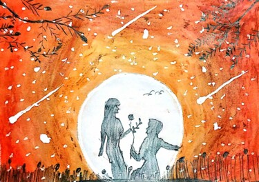 Pintura titulada "The Romantic Propose" por Bhaswati Bishoi, Obra de arte original, Pastel