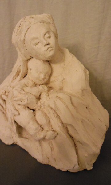 Sculptuur getiteld "La mère et l'enfant…" door Bhyest, Origineel Kunstwerk, Terra cotta