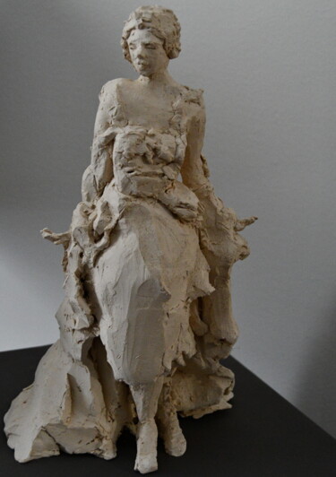 Sculpture titled "Mademoiselle sort" by Bhyest, Original Artwork, Terra cotta