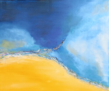 Painting titled "Bleu soleil" by Brigitte Bibard-Guillon, Original Artwork, Oil Mounted on artwork_cat.