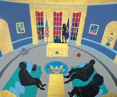 Painting titled "Oval Office" by Biggivinci, Original Artwork, Acrylic Mounted on Wood Stretcher frame