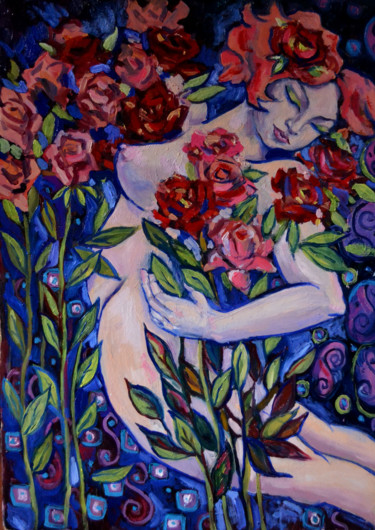 Картина под названием "naked girl" - Nataliya Novozhilova, Подлинное произведение искусства, Масло