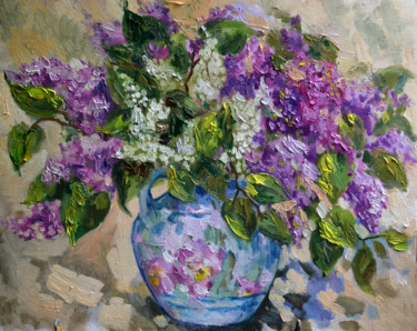 Картина под названием "lilac" - Nataliya Novozhilova, Подлинное произведение искусства, Масло Установлен на картон