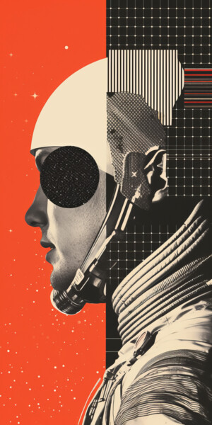 「Astronaut 1」というタイトルのデジタルアーツ Bilge Paksoyluによって, オリジナルのアートワーク, AI生成画像