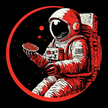 Digital Arts titled "Astronaut Red and B…" by Bilge Paksoylu, Original Artwork, AI generated image