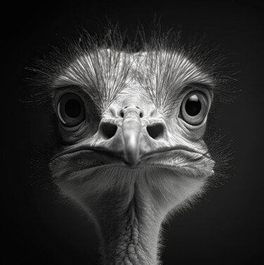 Arte digitale intitolato "Ostrich 1" da Bilge Paksoylu, Opera d'arte originale, Immagine generata dall'IA