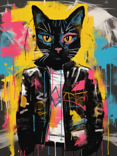 Digital Arts titled "Cat 4" by Bilge Paksoylu, Original Artwork, AI generated image
