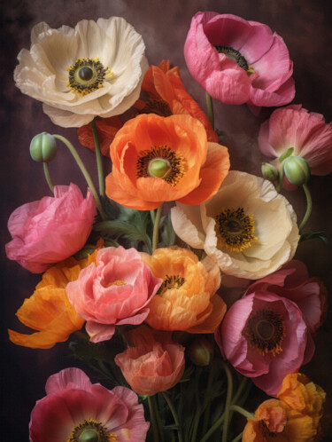 数字艺术 标题为“Poppies 11” 由Bilge Paksoylu, 原创艺术品, AI生成的图像