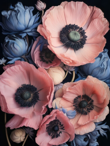 数字艺术 标题为“Pink Floral” 由Bilge Paksoylu, 原创艺术品, AI生成的图像