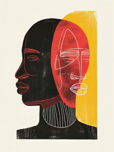 Arte digitale intitolato "African Art 2" da Bilge Paksoylu, Opera d'arte originale, Immagine generata dall'IA