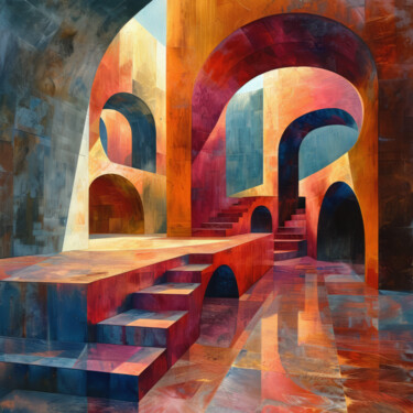 Digital Arts με τίτλο "Colourful Geometric…" από Bilge Paksoylu, Αυθεντικά έργα τέχνης, Εικόνα που δημιουργήθηκε με AI