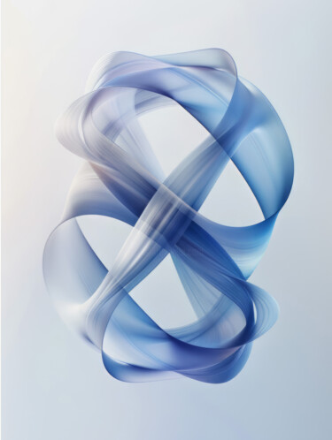 "Abstract Blue Curves" başlıklı Dijital Sanat Bilge Paksoylu tarafından, Orijinal sanat, AI tarafından oluşturulan görüntü