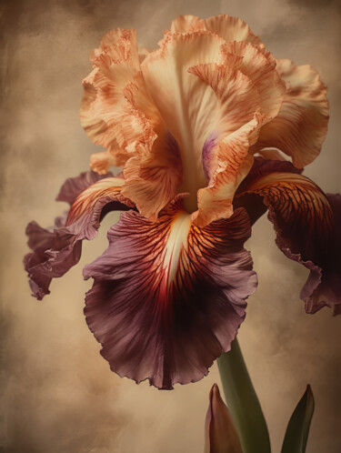 Arte digitale intitolato "Iris Flowers 2" da Bilge Paksoylu, Opera d'arte originale, Immagine generata dall'IA