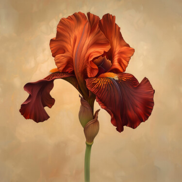 Digitale Kunst getiteld "Iris Flower 5" door Bilge Paksoylu, Origineel Kunstwerk, AI gegenereerde afbeelding