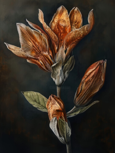 Digital Arts titled "Moody Flower" by Bilge Paksoylu, Original Artwork, AI generated image