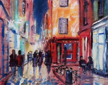 Painting titled "Temple Bar Dublin C…" by Bill O'Brien, Original Artwork, Oil