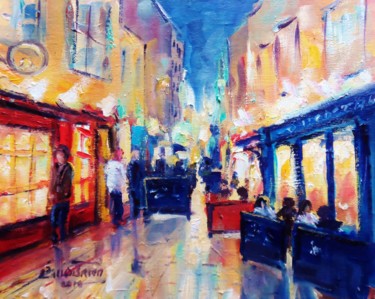Pintura titulada "Galway Quay Street…" por Bill O'Brien, Obra de arte original, Oleo