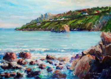 Painting titled "Balscadden Howth Eb…" by Bill O'Brien, Original Artwork, Acrylic Mounted on Cardboard