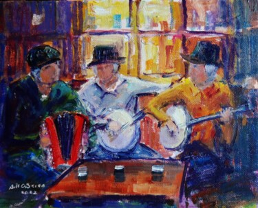 Pintura titulada "Irish Music Pub Ses…" por Bill O'Brien, Obra de arte original, Oleo