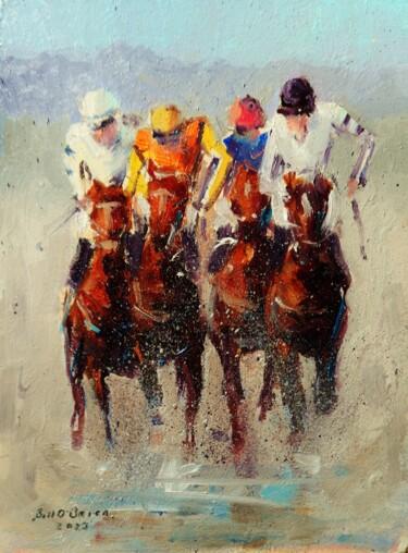 Pintura intitulada "Horse Racing Laytow…" por Bill O'Brien, Obras de arte originais, Óleo