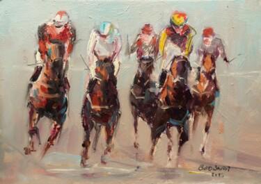 Peinture intitulée "Horse Racing, on th…" par Bill O'Brien, Œuvre d'art originale, Huile