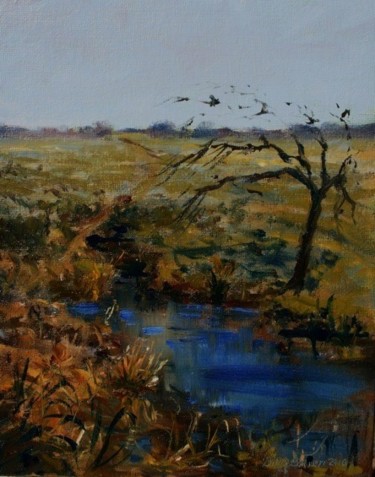 Painting titled "Bull Island Flood" by Bill O'Brien, Original Artwork, Oil