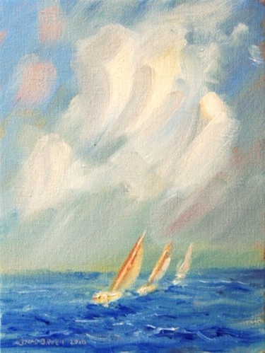 Painting titled "Yachts cloud" by Bill O'Brien, Original Artwork, Oil