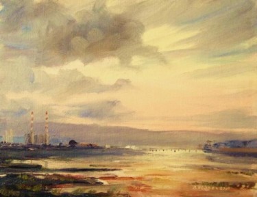 Painting titled "Bull Island Calm." by Bill O'Brien, Original Artwork, Oil