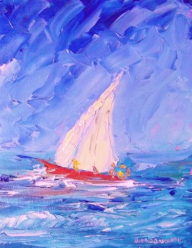 Pintura intitulada "Yachting Blues" por Bill O'Brien, Obras de arte originais, Óleo