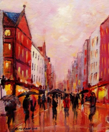 Painting titled "Grafton Street Bust…" by Bill O'Brien, Original Artwork, Oil