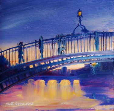Painting titled "Hapenny Bridge Twil…" by Bill O'Brien, Original Artwork, Oil