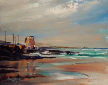 Schilderij getiteld "Portmarnock Martell…" door Bill O'Brien, Origineel Kunstwerk, Olie Gemonteerd op Karton