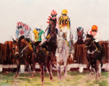 Painting titled "Horse Racing, All C…" by Bill O'Brien, Original Artwork, Oil