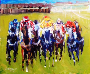 Painting titled "Horse Racing, Heavy…" by Bill O'Brien, Original Artwork, Oil