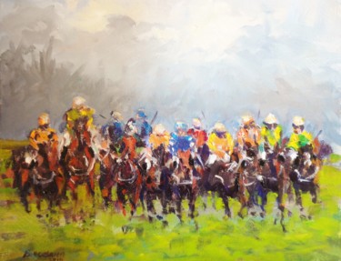 Painting titled "Horse Racing Big Fi…" by Bill O'Brien, Original Artwork, Oil