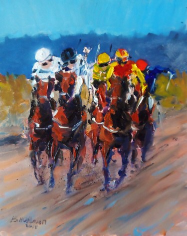 Painting titled "Horse Racing Laytow…" by Bill O'Brien, Original Artwork, Oil