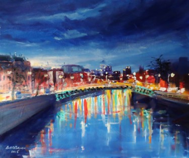 Pintura titulada "Hapenny Bridge Dubl…" por Bill O'Brien, Obra de arte original, Oleo