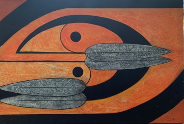 Schilderij getiteld "orange beauty" door Mdesnoyers, Origineel Kunstwerk, Acryl