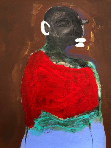 Schilderij getiteld "woman in red" door Ellie Ali, Origineel Kunstwerk, Acryl